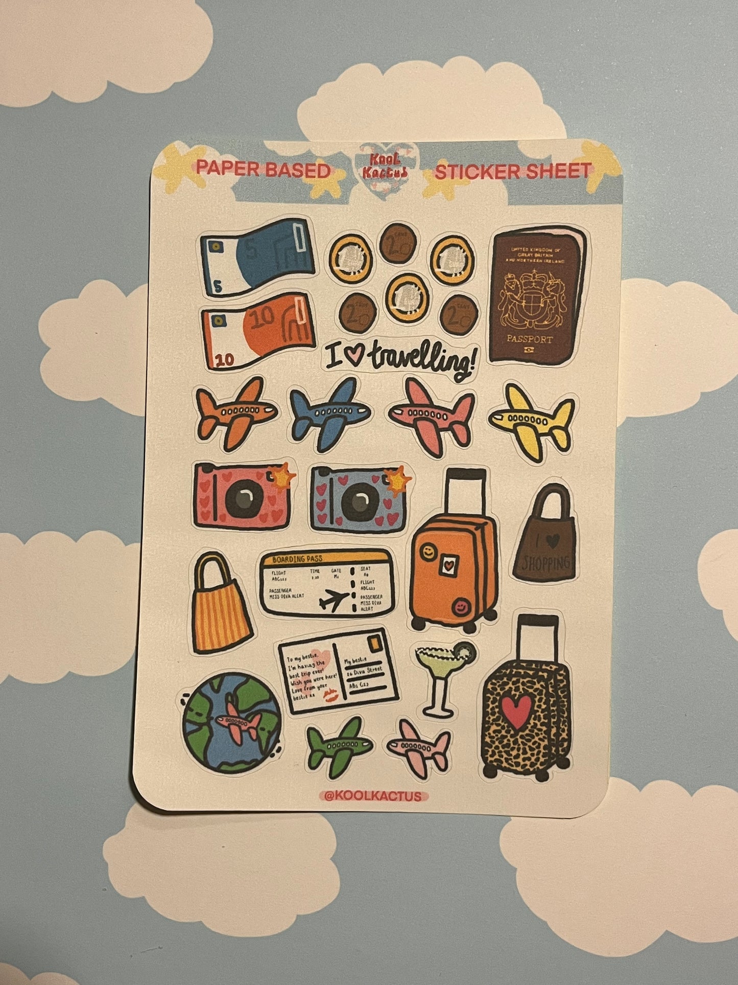 Travelling - Matte Paper Sticker Sheet A5