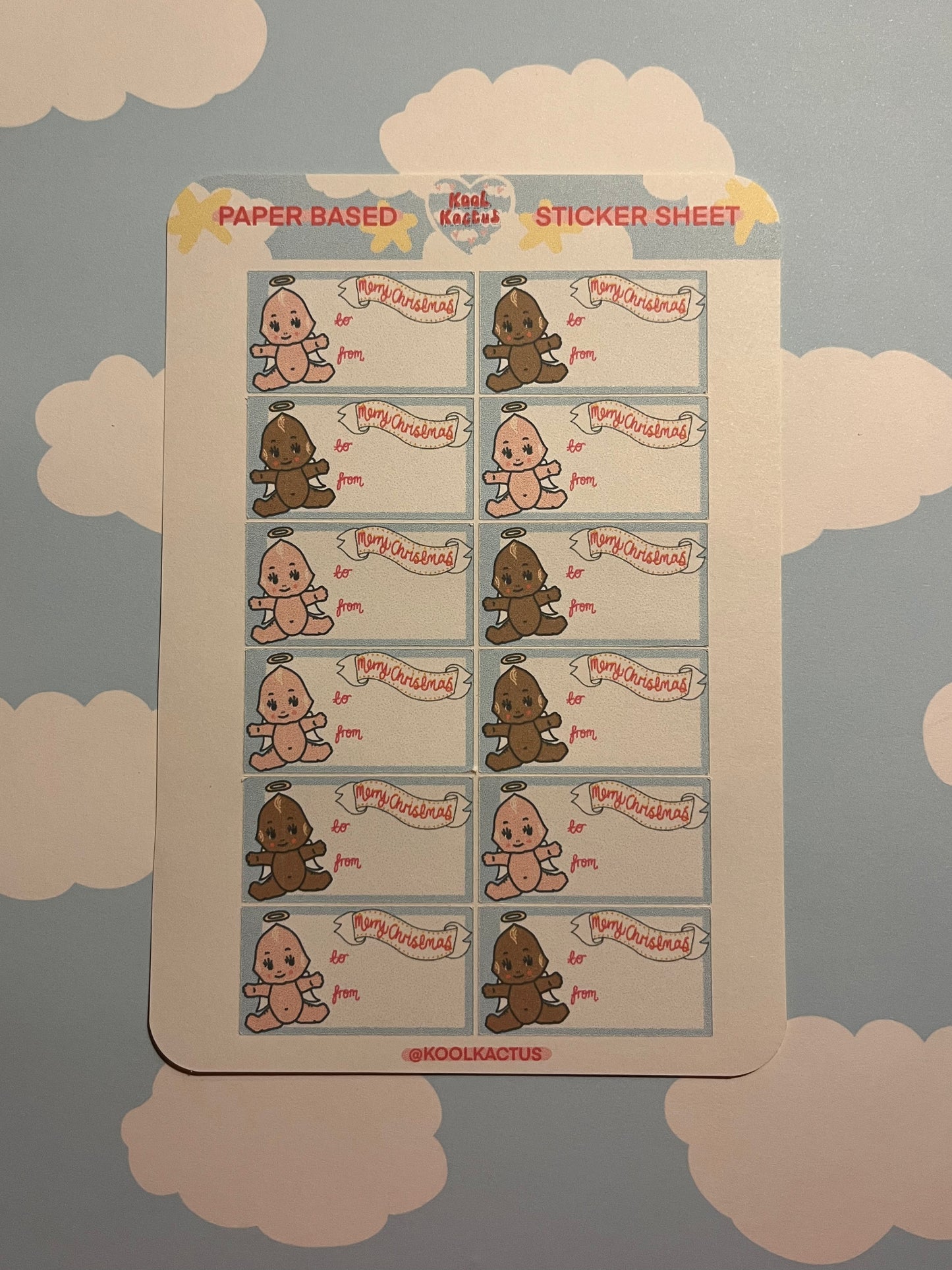 Kitsch Christmas Gift Labels - Paper Sticker Sheet A5