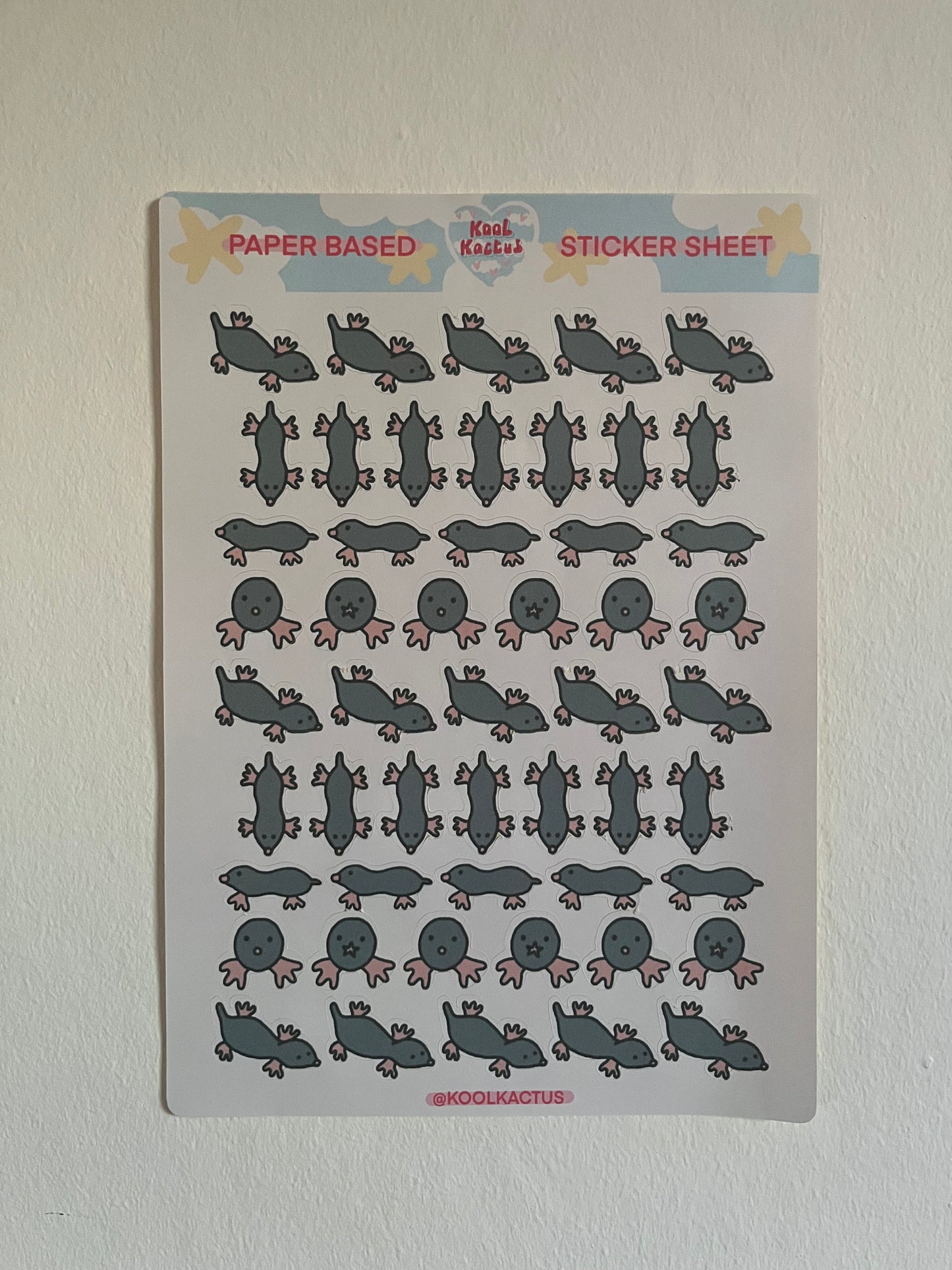 Moles - Paper Sticker Sheet A4
