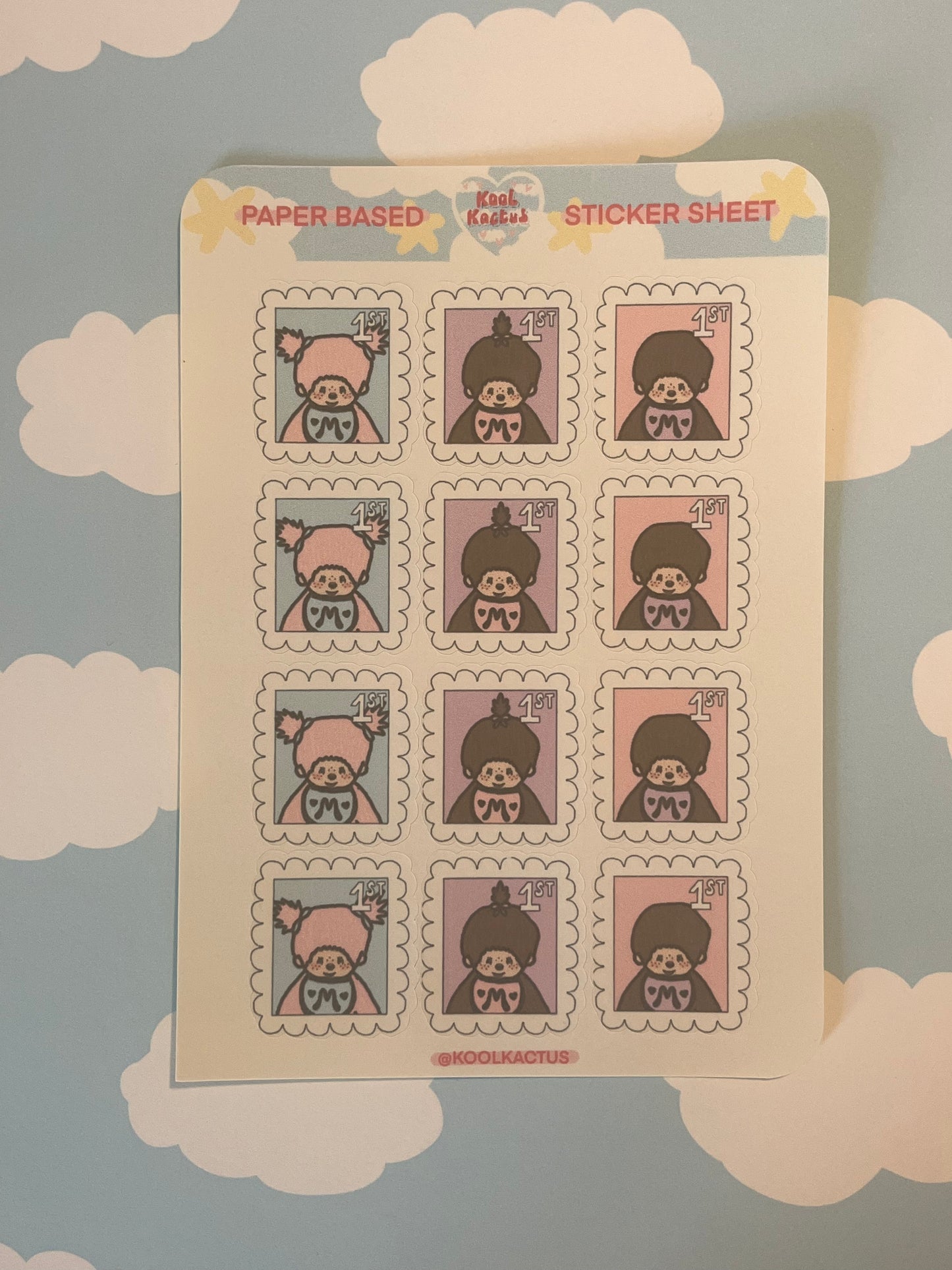 Monchhichi Stamps - Matte Paper Sticker Sheet A5