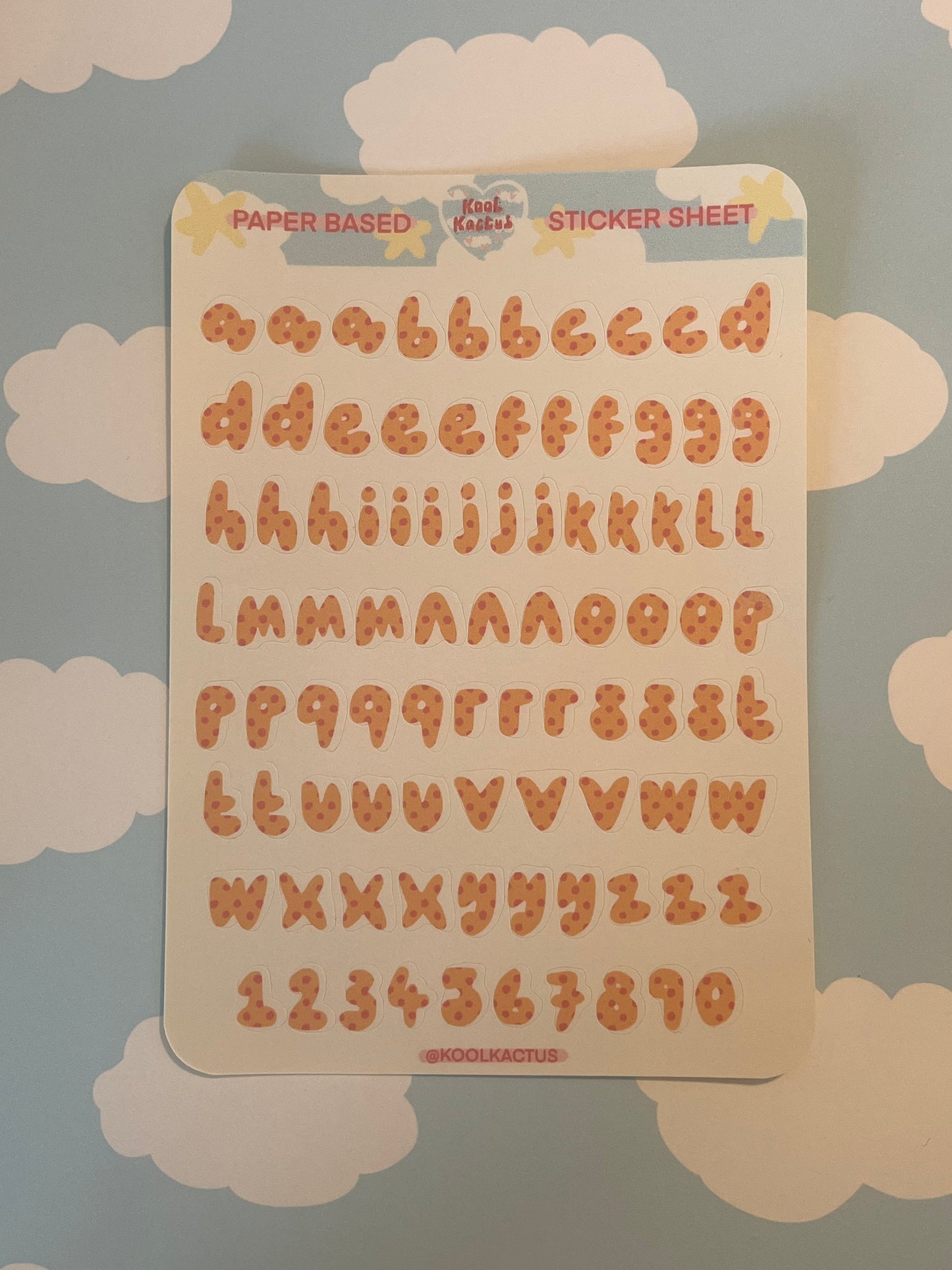 Polka Dot Alphabet - Paper Sticker Sheet A5