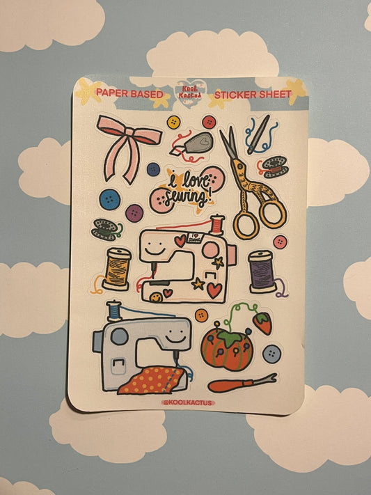 Sewing - Matte Paper Sticker Sheet A5