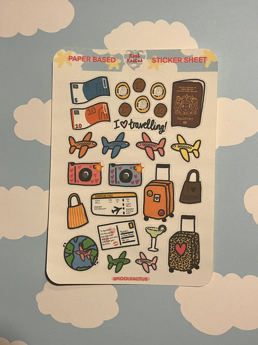 Travelling - Matte Paper Sticker Sheet A5