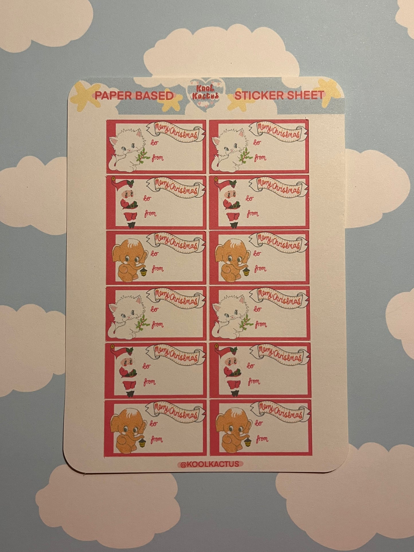 Kitsch Christmas Gift Labels - Paper Sticker Sheet A5