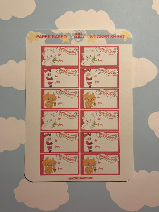Kitsch Christmas Gift Labels - Paper Sticker Sheet A5