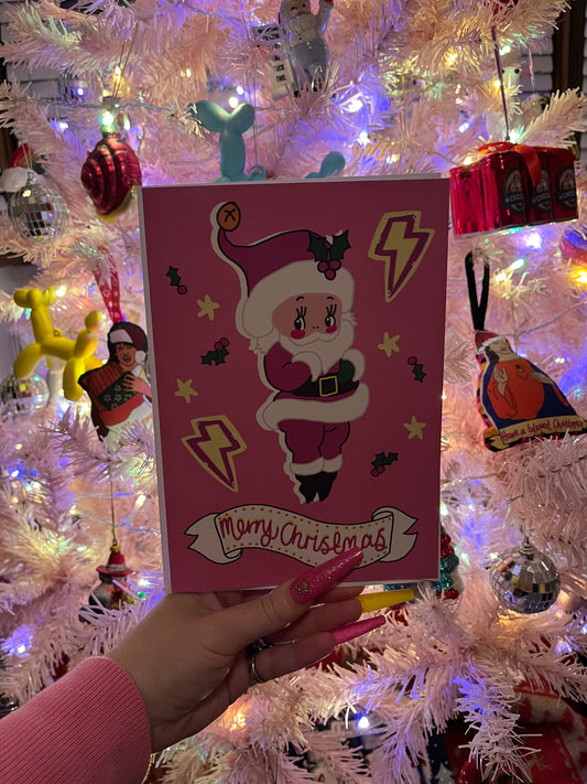 Kitsch Santa Christmas Card