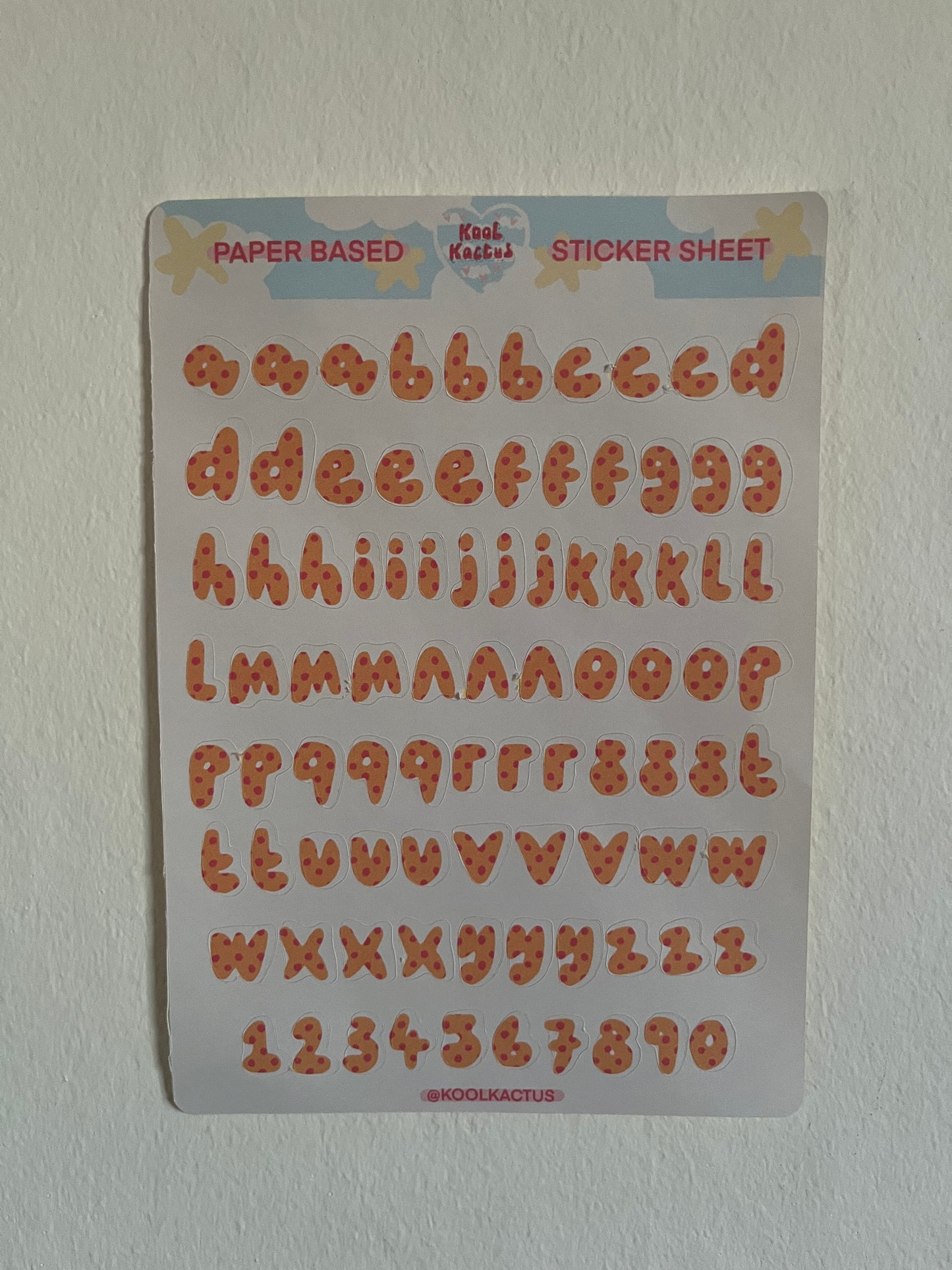 Polka Dot Alphabet - Paper Sticker Sheet A5