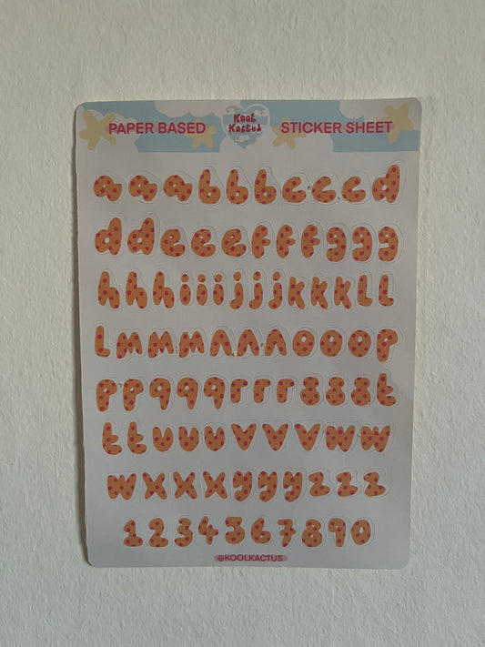 Polka Dot Alphabet - Paper Sticker Sheet A5