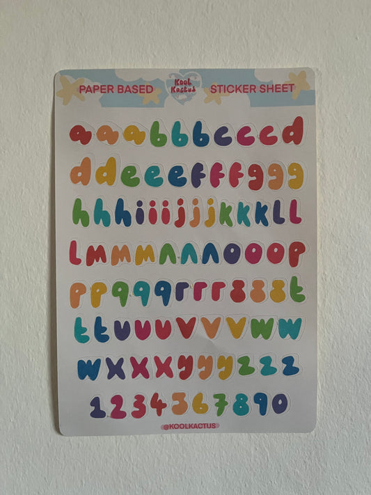 Rainbow Alphabet - Paper Sticker Sheet A5