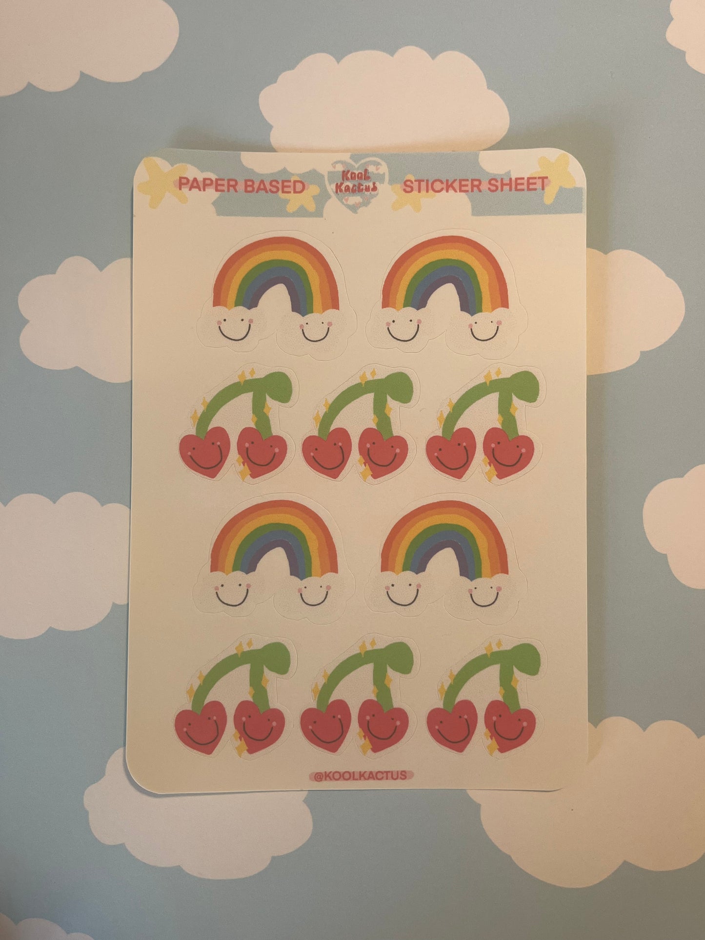 Rainbows & Cherries - Matte Paper Sticker Sheet A5