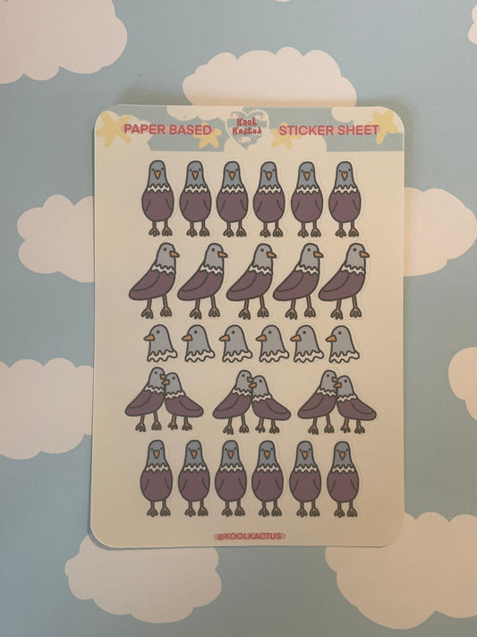 Pigeons - Matte Paper Sticker Sheet A5