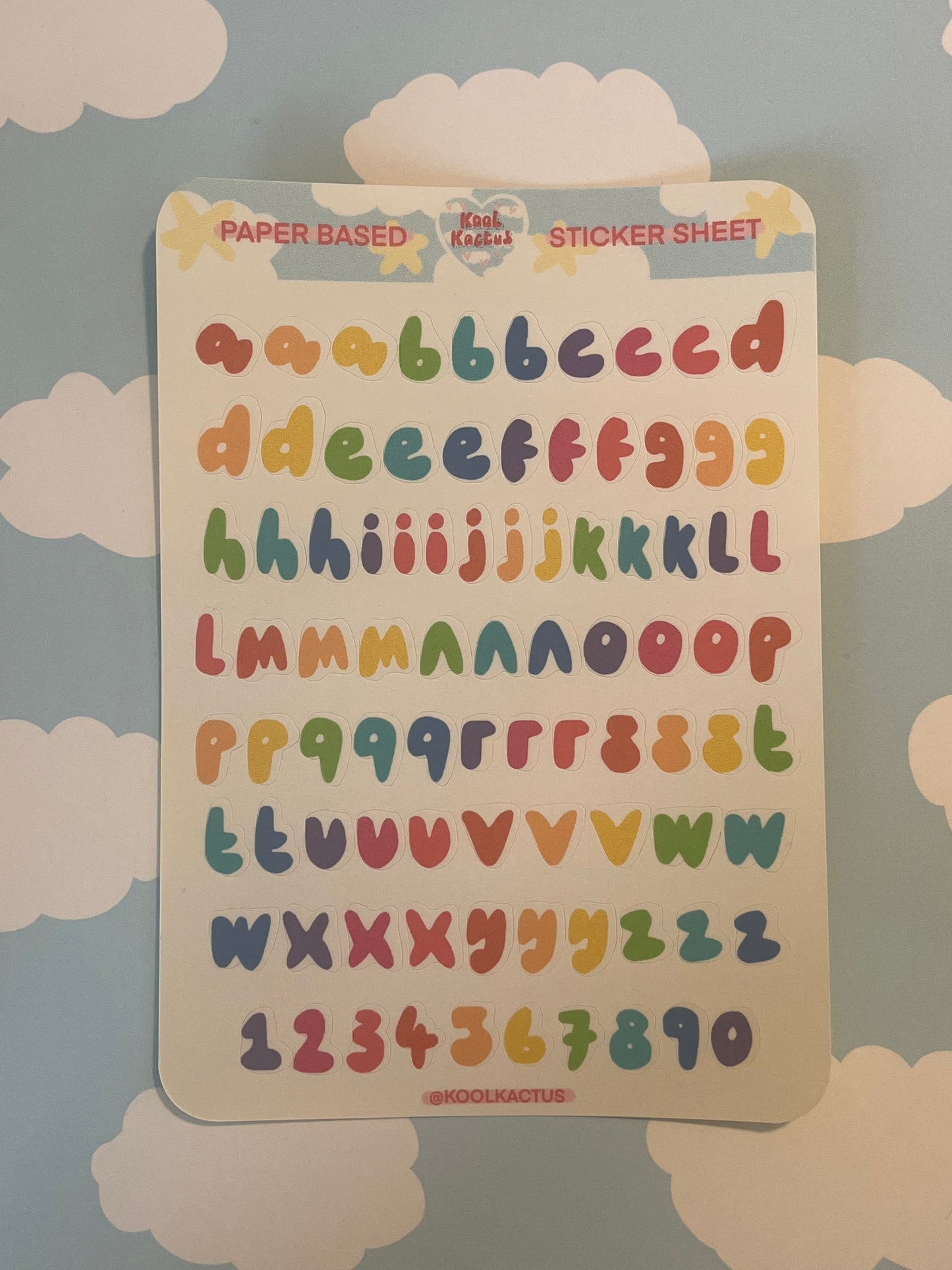 Rainbow Alphabet - Paper Sticker Sheet A5