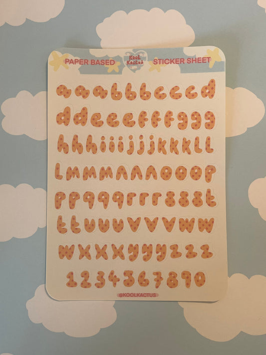 Polka Dot Alphabet - Paper Sticker Sheet A5